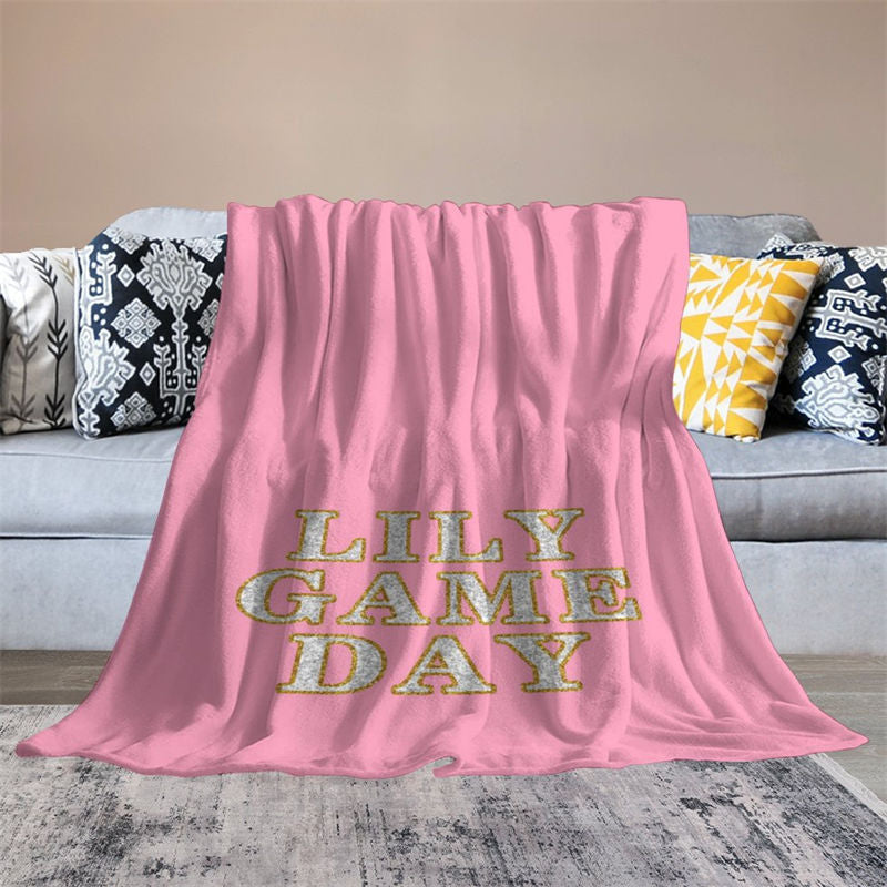 Aperturee - Pink Gold Stroke Text Glitter Customized Blanket