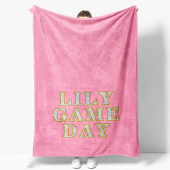 Aperturee - Pink Gold Stroke Text Glitter Customized Blanket