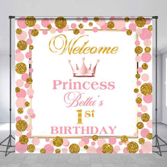 Aperturee - Pink Golden Dots Crown Custom Birthday Backdrop