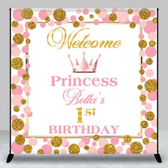 Aperturee - Pink Golden Dots Crown Custom Birthday Backdrop