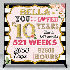 Aperturee - Pink Golden Time Stripe Custom Anniversary Backdrop