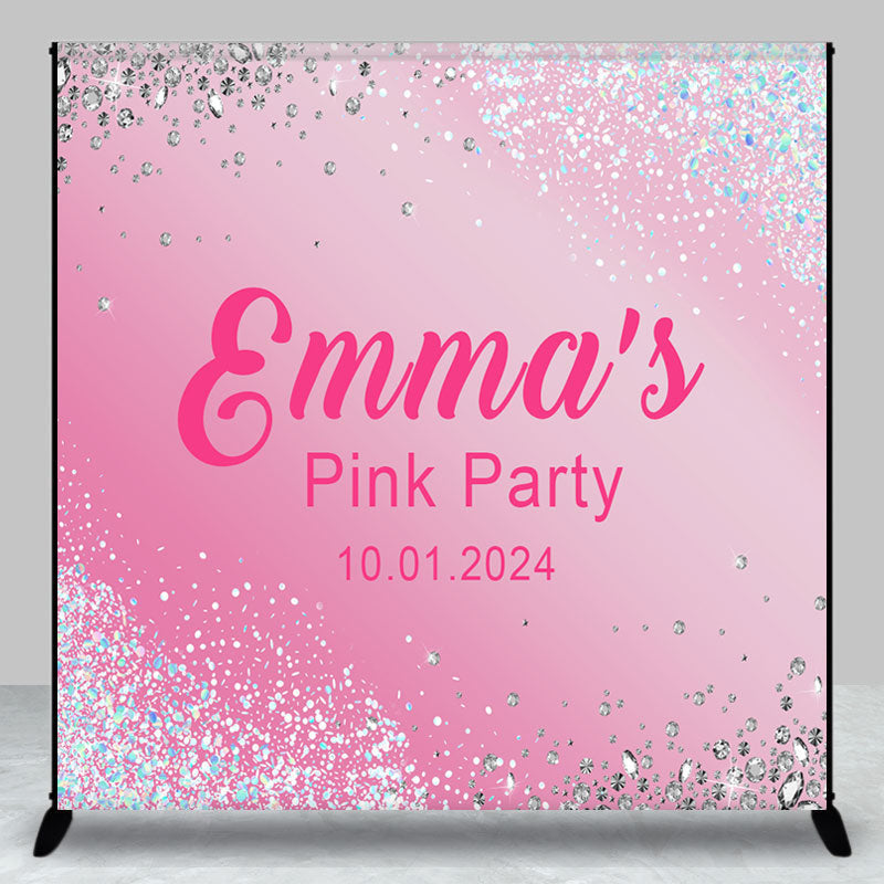 Aperturee - Pink Gradient Silver Diamond Custom Birthday Backdrop