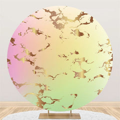 Aperturee Pink Green Round Gold Abstract Birthday Party Backdorp