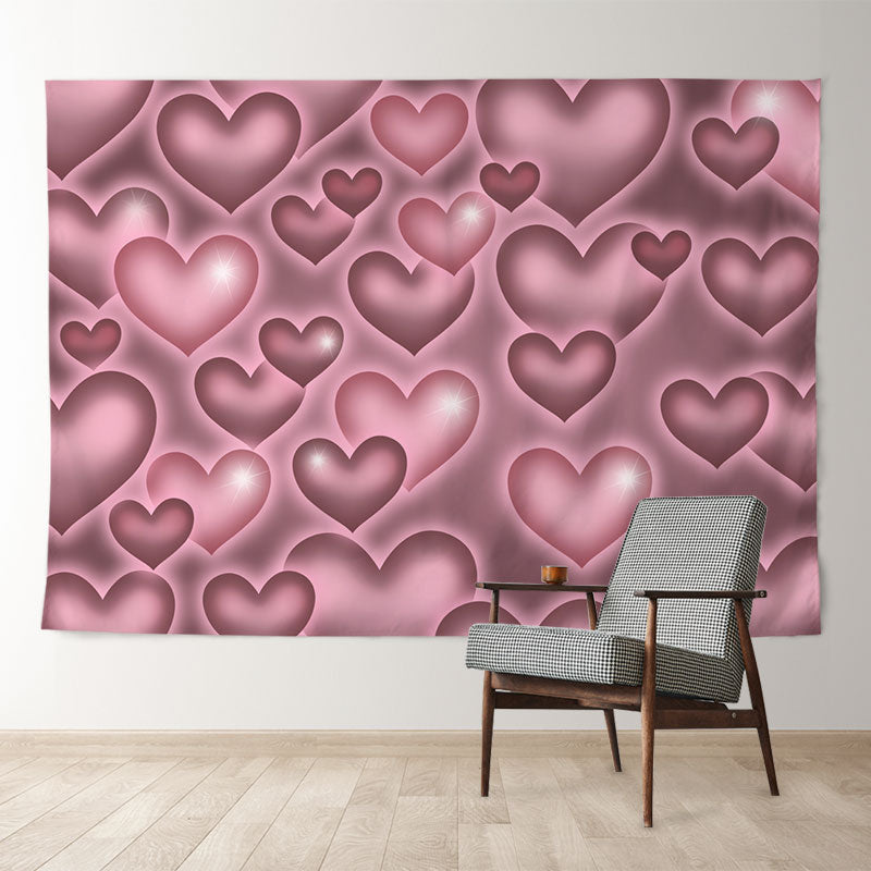 Aperturee - Pink Grey Heart Valentines Day Photography Backdrop