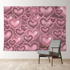 Aperturee - Pink Grey Heart Valentines Day Photography Backdrop