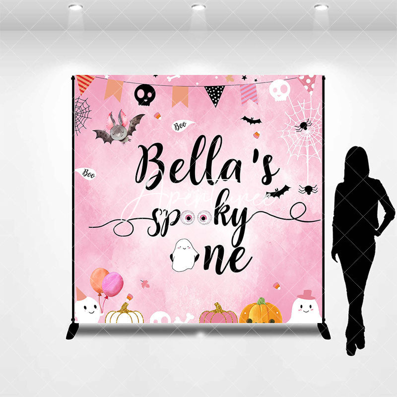 Aperturee - Pink Halloween Spooky One Custom Birthday Backdrop