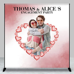 Aperturee - Pink Heart Custom Photo Enagement Party Backdrop