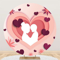 Aperturee - Pink Heart Paper Draw Round Mothers Day Backdrop