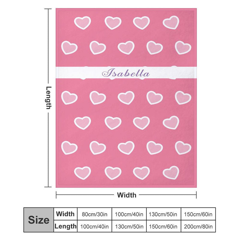 Aperturee - Pink Heart Patterns Custom Valentines Day Blanket