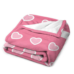 Aperturee - Pink Heart Patterns Custom Valentines Day Blanket