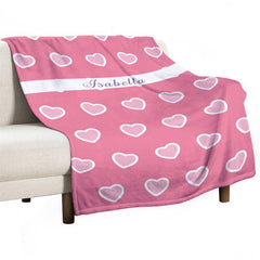 Aperturee - Pink Heart Patterns Custom Valentines Day Blanket