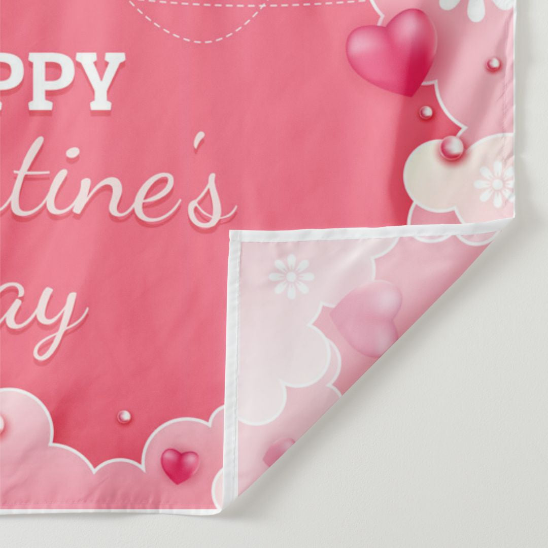 Aperturee - Pink Heart Theme Happy Valentines Day Photo Backdrop