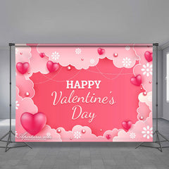 Aperturee - Pink Heart Theme Happy Valentines Day Photo Backdrop