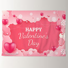 Aperturee - Pink Heart Theme Happy Valentines Day Photo Backdrop