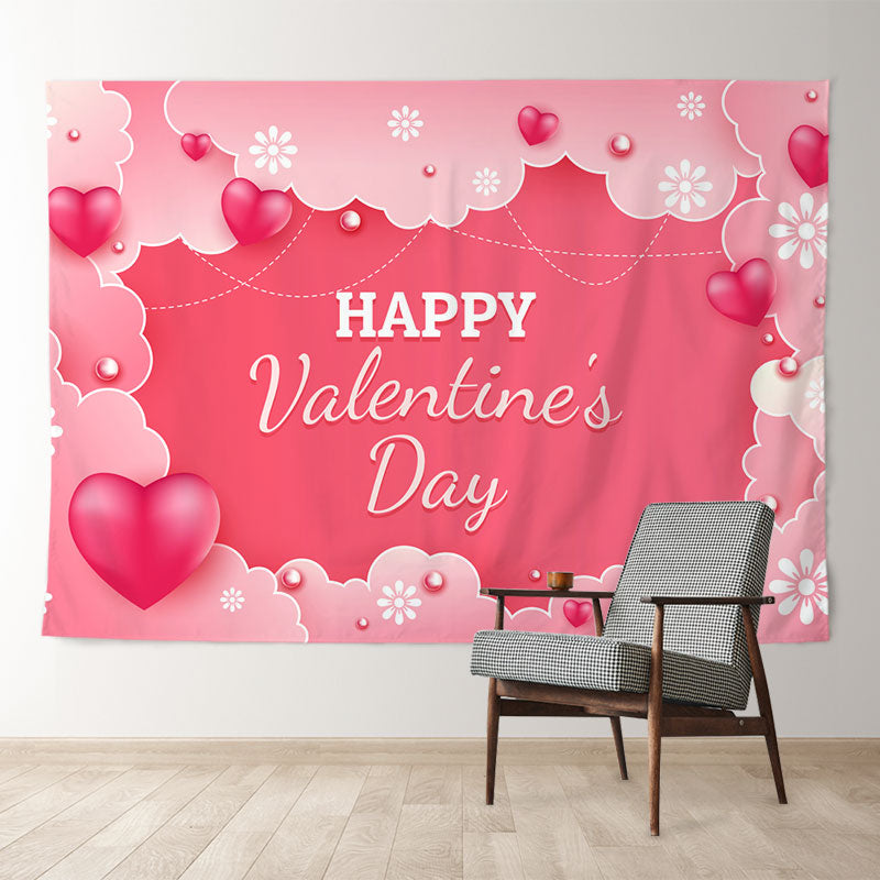 Aperturee Pink Heart Theme Happy Valentines Day Photo Backdrop