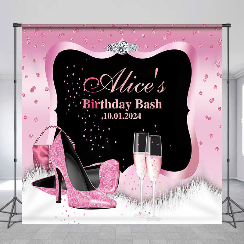 Aperturee - Pink High Heel Diamond Ring Custom Birthday Backdrop