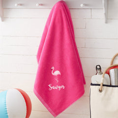 Aperturee - Pink Holiday Fun Summer Embroidered Beach Towel