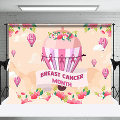 Aperturee - Pink Hot Air Balloon Breast Cancer Month Backdrop