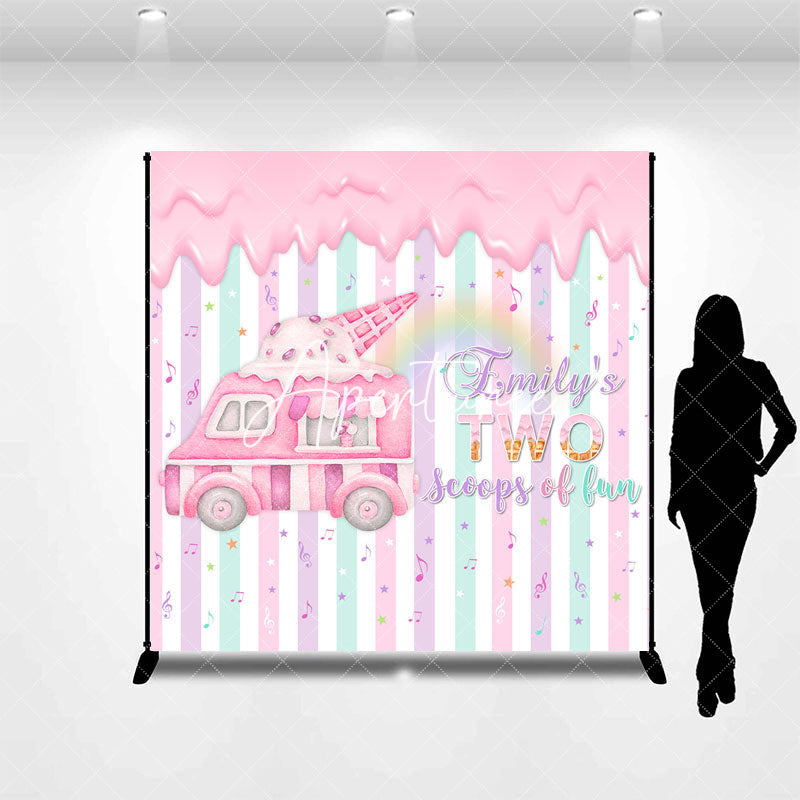 Aperturee - Pink Ice Cream Truck Custom 2nd Birthday Backdrop