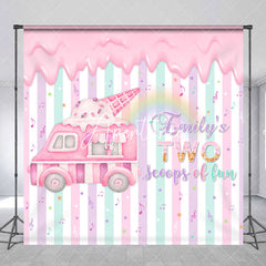 Aperturee - Pink Ice Cream Truck Custom 2nd Birthday Backdrop