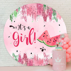 Aperturee - Pink Its A Girl Watermelon Baby Shower Backdrop