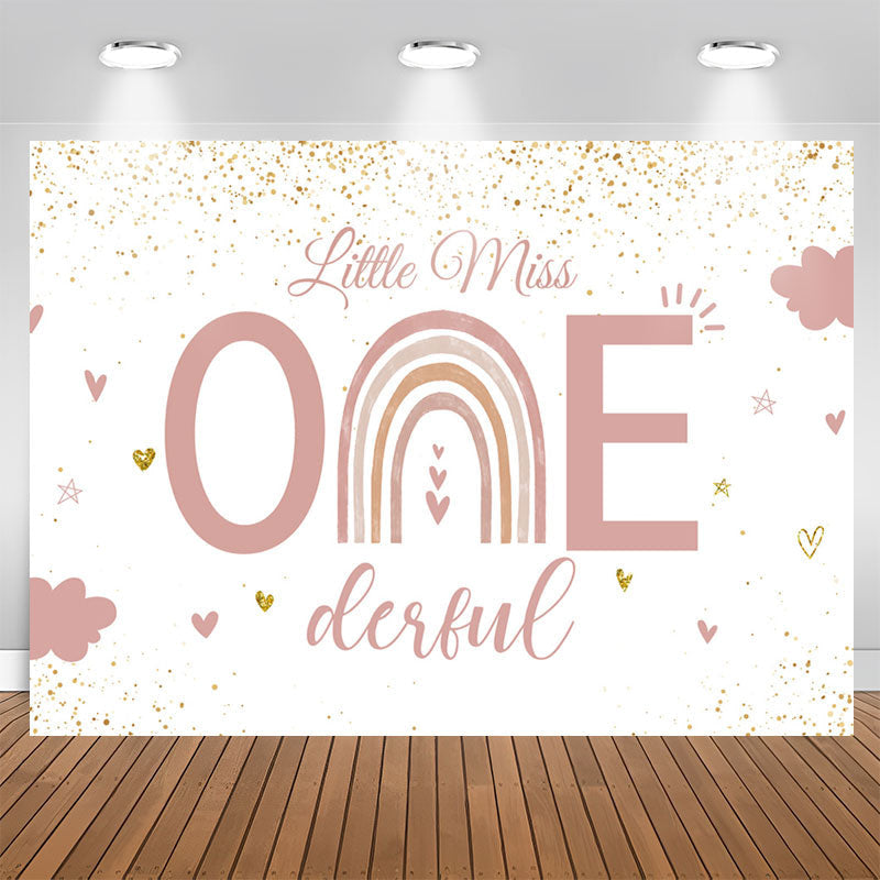 Aperturee - Pink Little Miss One Derful Glitter Birthday Backdrop