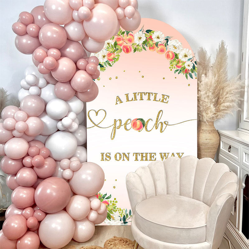 Aperturee - Pink Little Peach Floral Baby Shower Arch Backdrop