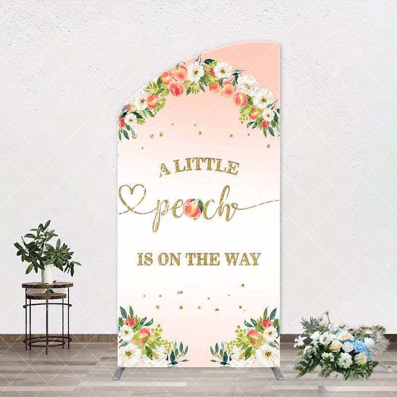 Aperturee - Pink Little Peach Floral Baby Shower Arch Backdrop