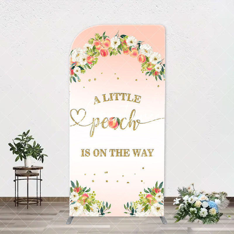 Aperturee - Pink Little Peach Floral Baby Shower Arch Backdrop