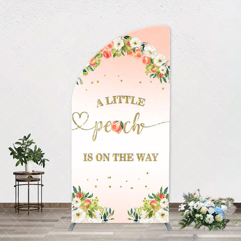 Aperturee - Pink Little Peach Floral Baby Shower Arch Backdrop