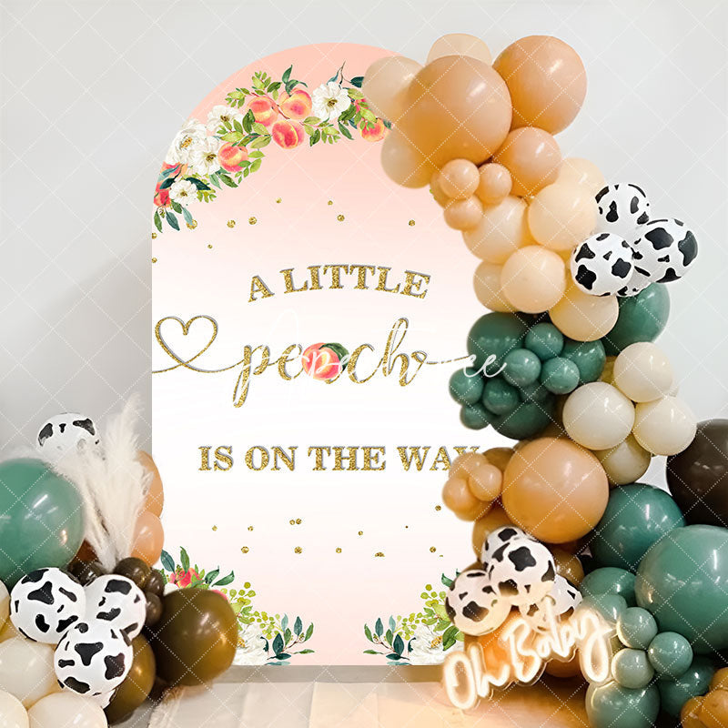 Aperturee - Pink Little Peach Floral Baby Shower Arch Backdrop