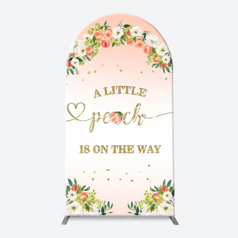 Aperturee - Pink Little Peach Floral Baby Shower Arch Backdrop