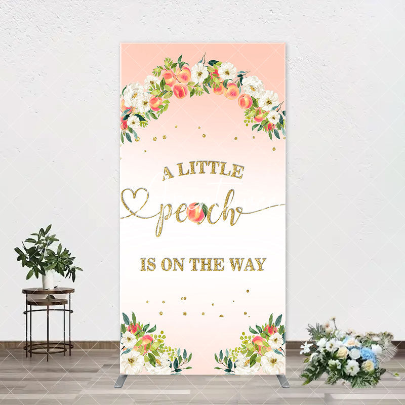 Aperturee - Pink Little Peach Floral Baby Shower Arch Backdrop