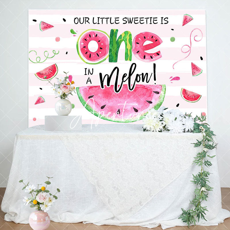 Aperturee - Pink Little Sweetie Watermelon 1st Birthday Backdrop