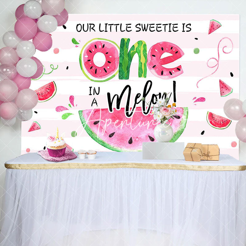 Aperturee - Pink Little Sweetie Watermelon 1st Birthday Backdrop