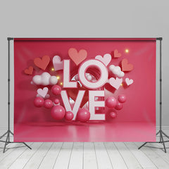 Aperturee - Pink Love Hearts And Balls Valentines Day Backdrop