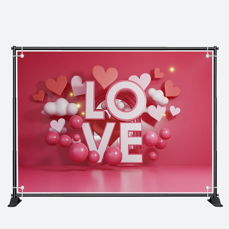 Aperturee - Pink Love Hearts And Balls Valentines Day Backdrop