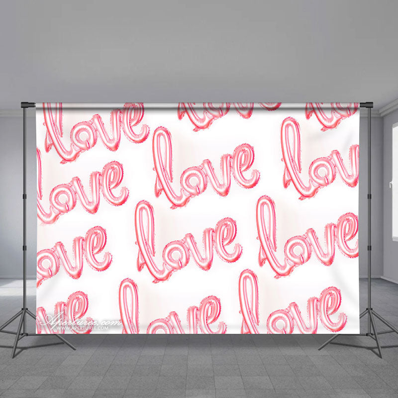 Aperturee - Pink Love Theme White Valentines Backdrop For Photo