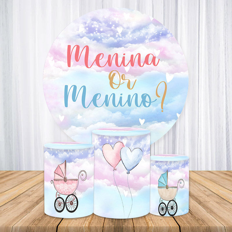 Aperturee Pink Menina Or Blue Menino Round Baby Shower Backdrop Kit