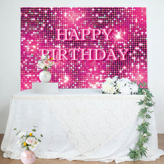 Aperturee - Pink Neon Dots Bokeh Sparkle Happy Birthday Backdrop