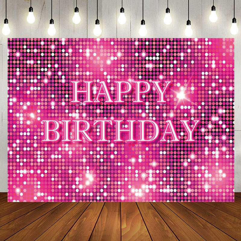 Aperturee - Pink Neon Dots Bokeh Sparkle Happy Birthday Backdrop