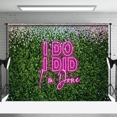 Aperturee - Pink Neon I Do I Did Plant Spring Wedding Backdrop