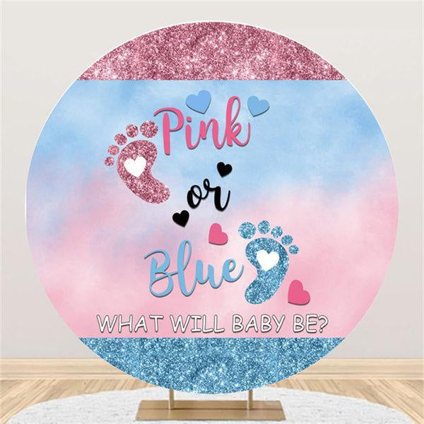 Aperturee Pink Or Blue Gender Reveal Circle Baby Shower Backdrop