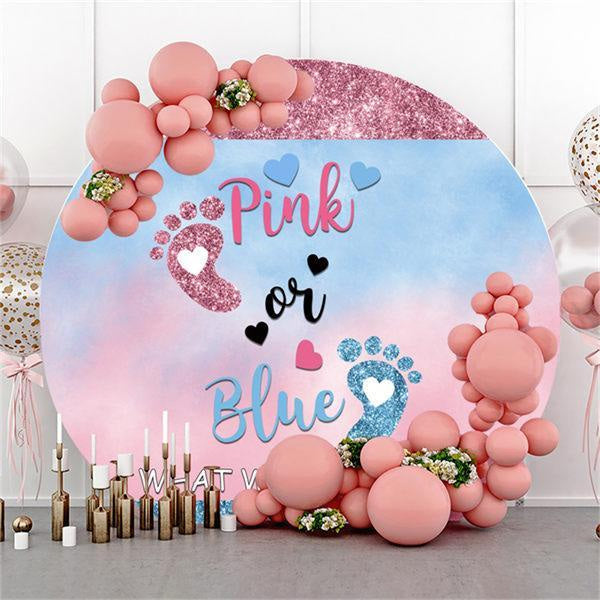 Aperturee Pink Or Blue Gender Reveal Circle Baby Shower Backdrop