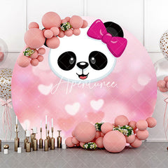 Aperturee - Pink Panda Head Bokeh Round Baby Shower Backdrop