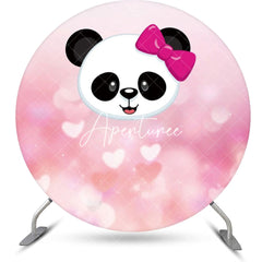 Aperturee - Pink Panda Head Bokeh Round Baby Shower Backdrop