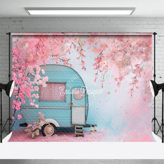 Aperturee - Pink Peach Blossom Petals RV Spring Photo Backdrop