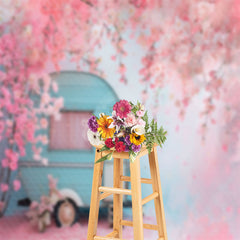 Aperturee - Pink Peach Blossom Petals RV Spring Photo Backdrop