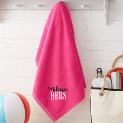 Aperturee - Pink Playful His Hers Custom Embroidered Beach Towel