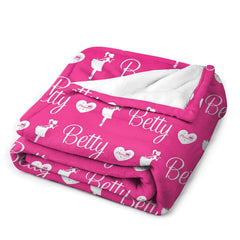 Aperturee - Pink Princess Heart Name Repeat Custom Blanket